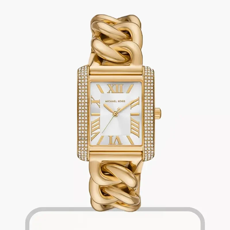 Michael Kors Emery Pavé Gold-Tone Curb Ladies Watch- MK7300